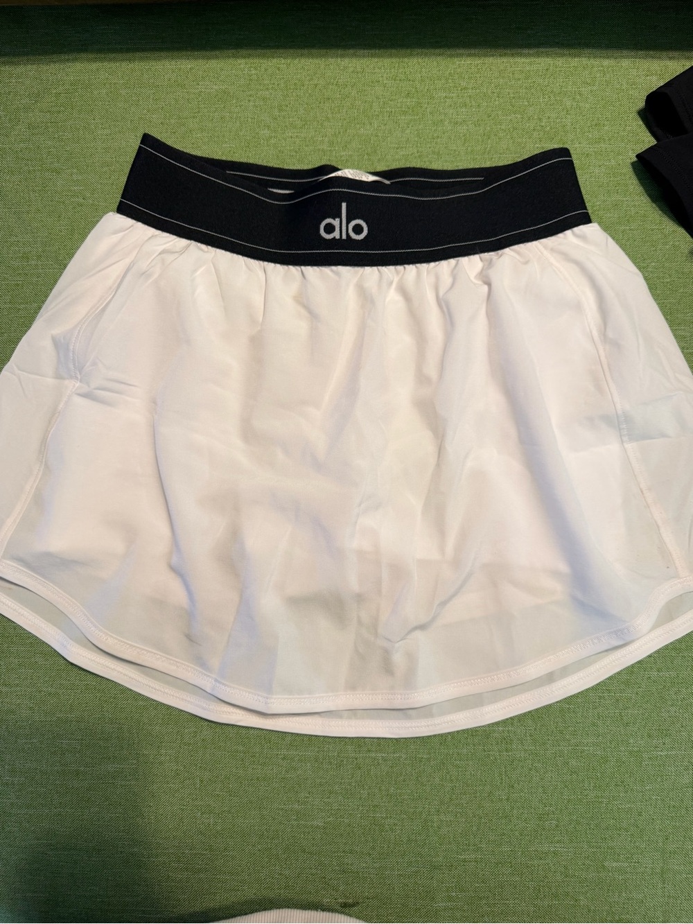 ALO Yoga White Skort with Black Elastic Waistband